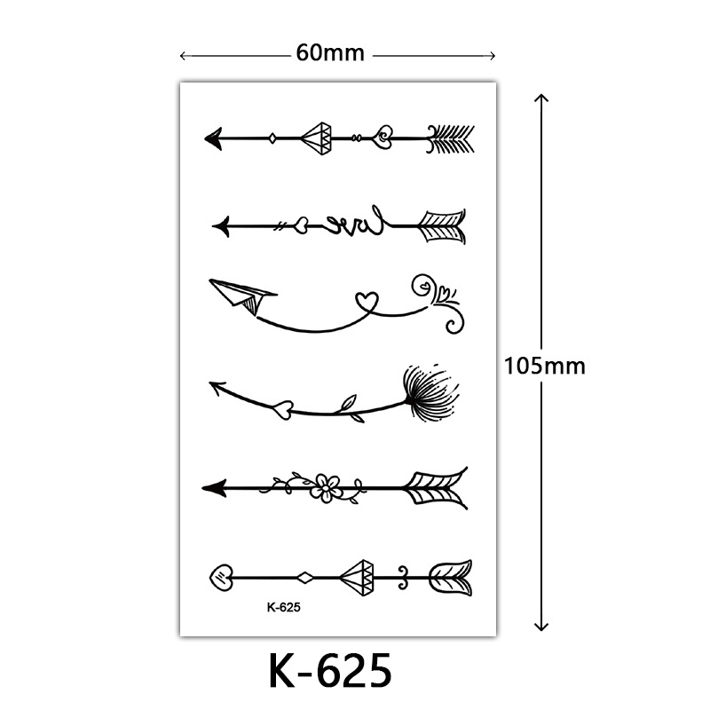 Pequeñas pegatinas de tatuaje frescas letras inglesas flores mariposas líneas de boceto pegatinas de tatuaje impermeables tatuaje