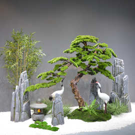 仿真新中式迎客松盆景酒店装饰售楼处松树大型罗汉松室内摆件造景