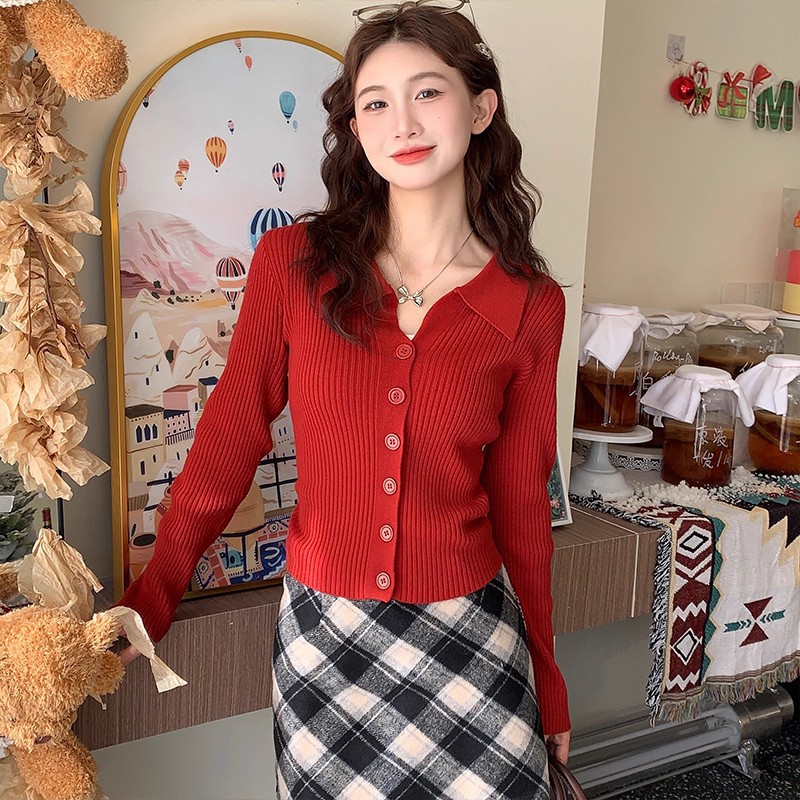 Women's Polo Collar Cardigan Sweater, 2026 Autumn/Winter New Style