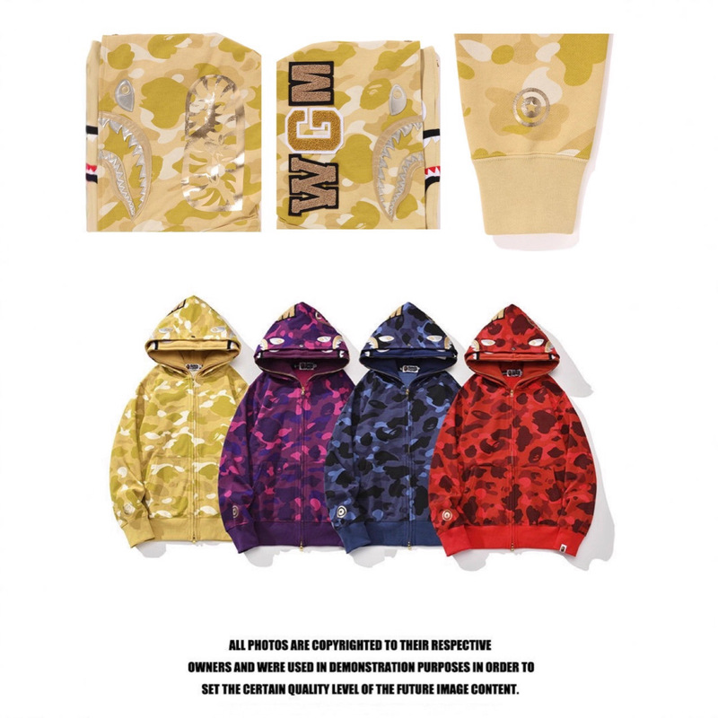 bape龙年限定双帽秋冬刺绣连帽衫拉链卫衣鲨鱼头连帽开衫潮牌|undefined