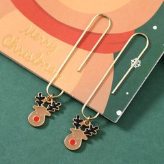 Moose Bell Gold-colored Spiral Clip Alloy Cartoon Christmas Tree Set Student Stationery Creative Santa Claus Bookmark