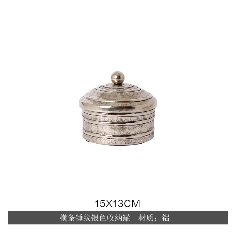 가로 해머 패턴 실버 저장 용기 (15*15*13cm)
