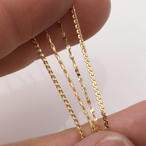 Color retaining 18K gold titanium steel necklace fine chain hammer round water wave chain Super Flash fine chain stainless steel clavicle chain diy jewelry