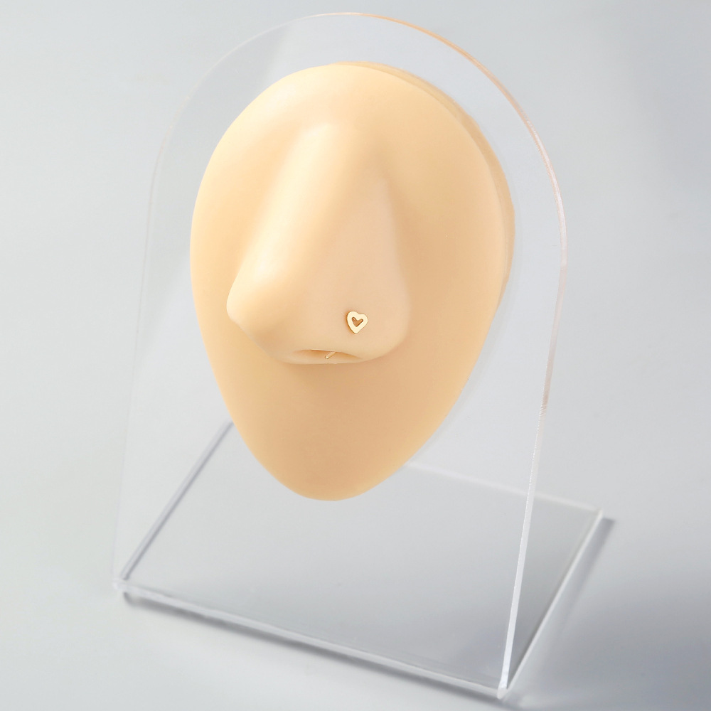 creative stainless steel hollow peach heart nose ring body piercing jewelry