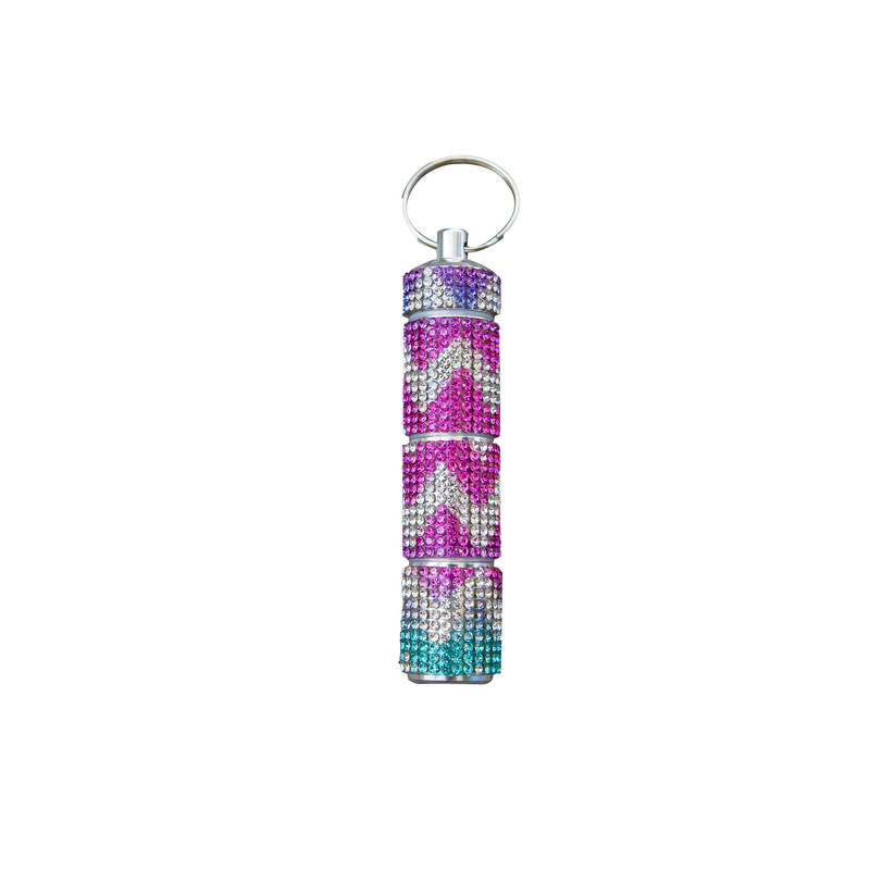 Cross-Border Amazon's New Diamond-Encrusted Moisture-Proof and Waterproof Aluminum Alloy Can Be Divided into Three Pill Bottles Outdoor Keychain