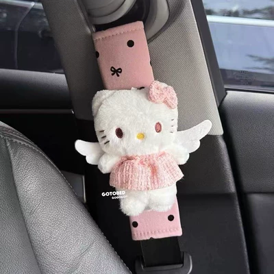 Sanrio Plaid Skirt Hello Seat belt shoulder pad - angel-wings-hellokitty-hello-kitty