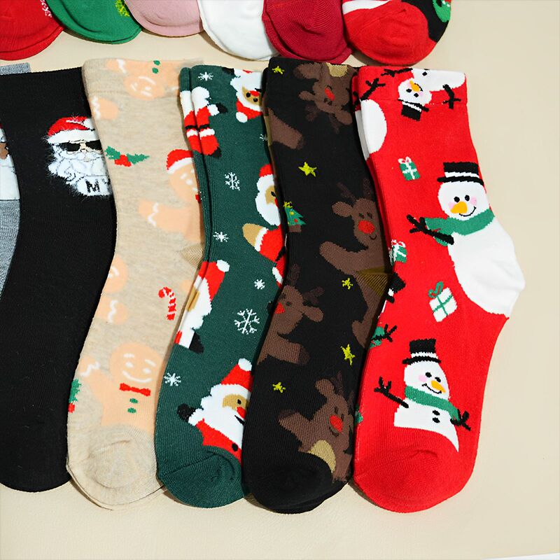 秋と冬の漫画クリスマスソックスクリスマスソックスヘラジカミッドチューブソックスクリスマス女性の靴下クロスボーダー外国貿易|undefined
