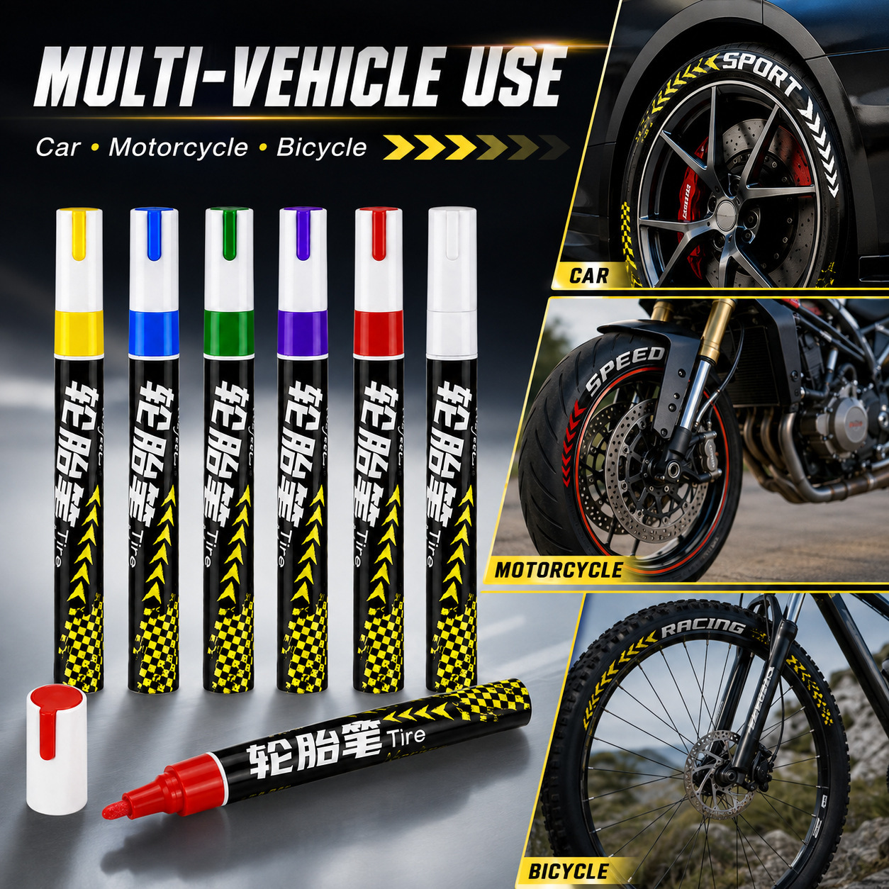 Car scratch repair touch-up pen, waterproof and non-fading, industrial tire pen, graffiti renovation and coloring special repair pen