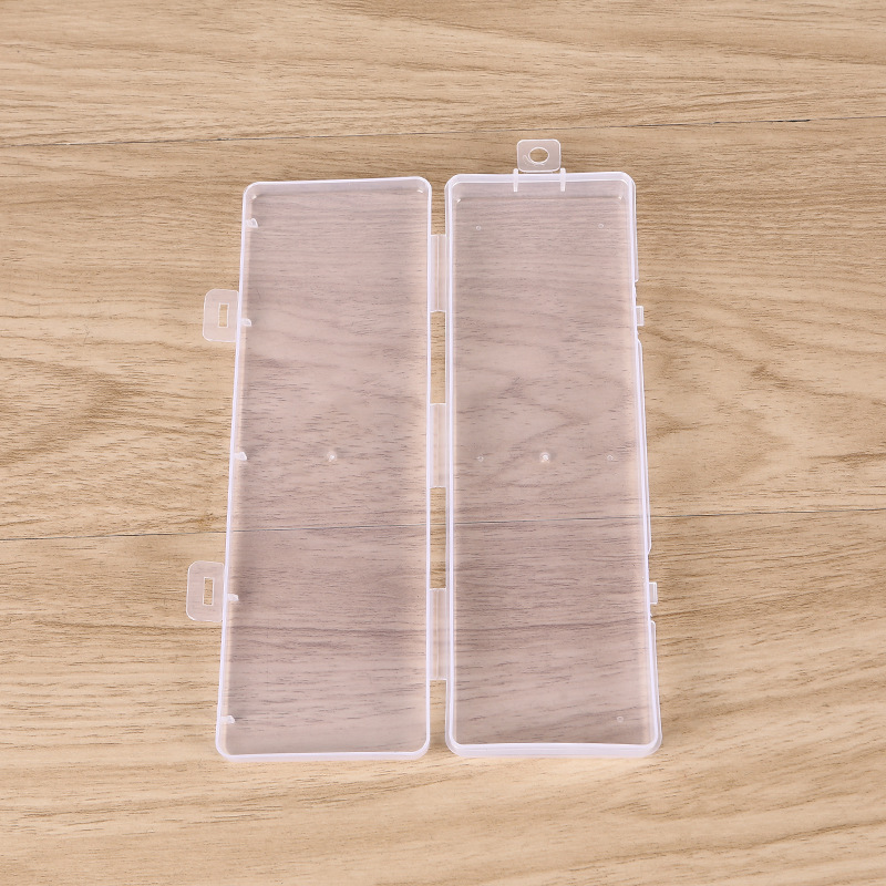 長方形の透明なプラスチックの箱のアクセサリの部品の漁具の収納箱の金属のツールの平たい文房具の包装箱の空の箱|undefined