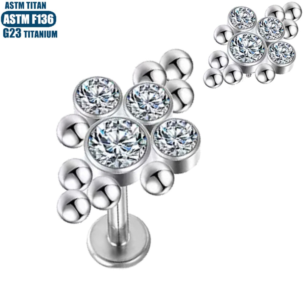 Labret stud lip piercing jewelry styling detail