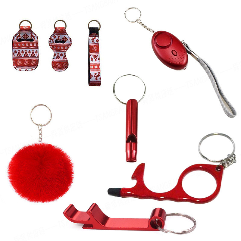 Cross-Border Amazon Self-Defense Accessories Bottle Opener Pom-Pom Pendant Bag Decoration Keychain Pendant Ornament