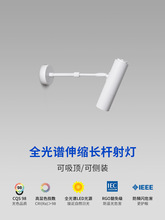 可墙壁侧装射灯 长杆伸缩吊杆壁式明装展会展览照画长臂led导轨灯
