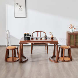 象牙桌新中式实木茶桌组合禅意茶室客厅阳台功夫茶几茶艺桌茶台桌