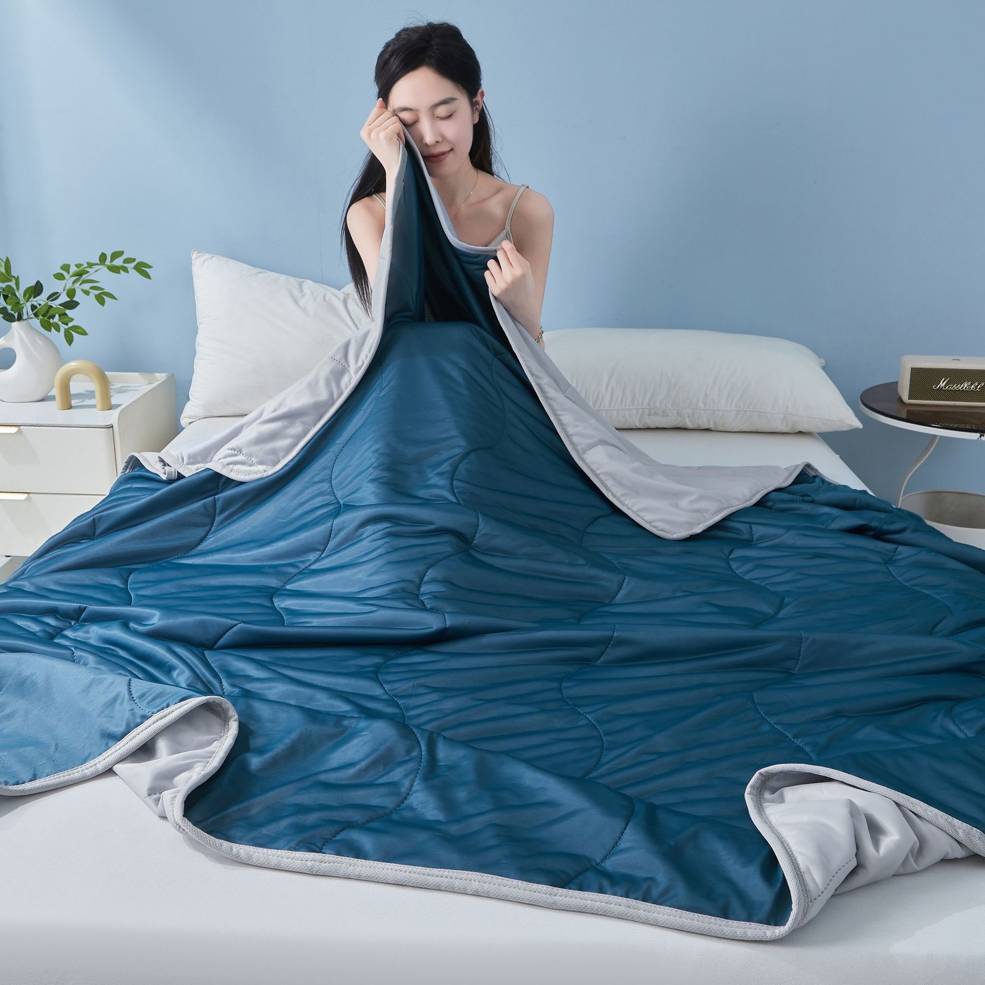 웨이브 그리드-다크 블루 [Xiyin 크로스보더 핫모델]