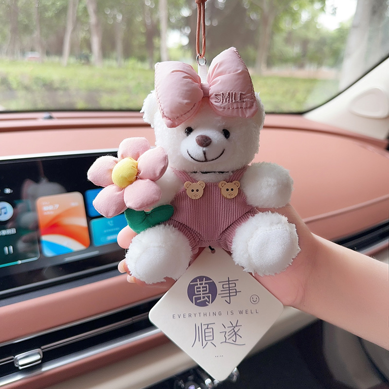Pequeño oso de peluche colgante de automóviles colgante de automóviles colgante de automóviles espejo retrovisor colgante de automóviles adornos perfumados joyas mujeres