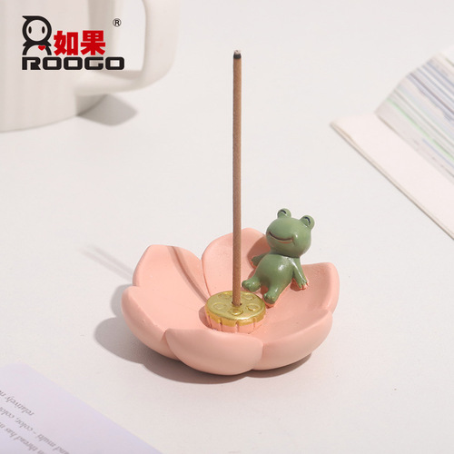 Cross-border resin cherry blossom incense rack creative incense tray Japanese groceries home accessories Zen ornaments crafts