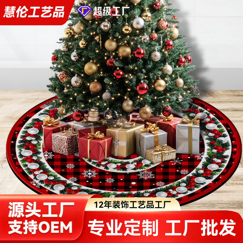 New Cross-Border Christmas Tree Skirt Crafts, Christmas Decorations, Printed Ornaments, Christmas Decoration Atmosphere Wholesale