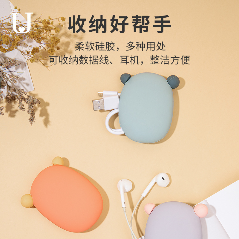 Silicone cable organizer charging cable storage box organizer wired earphone box data cable storage bag earphone protective cover