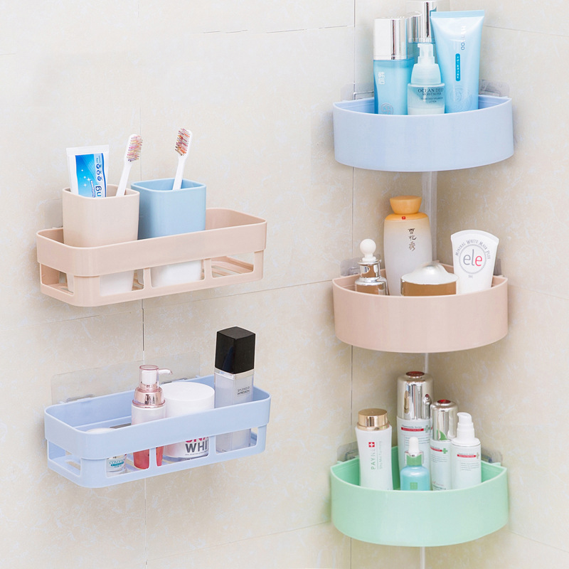 Bathroom wall-mounted shelf free punchin...