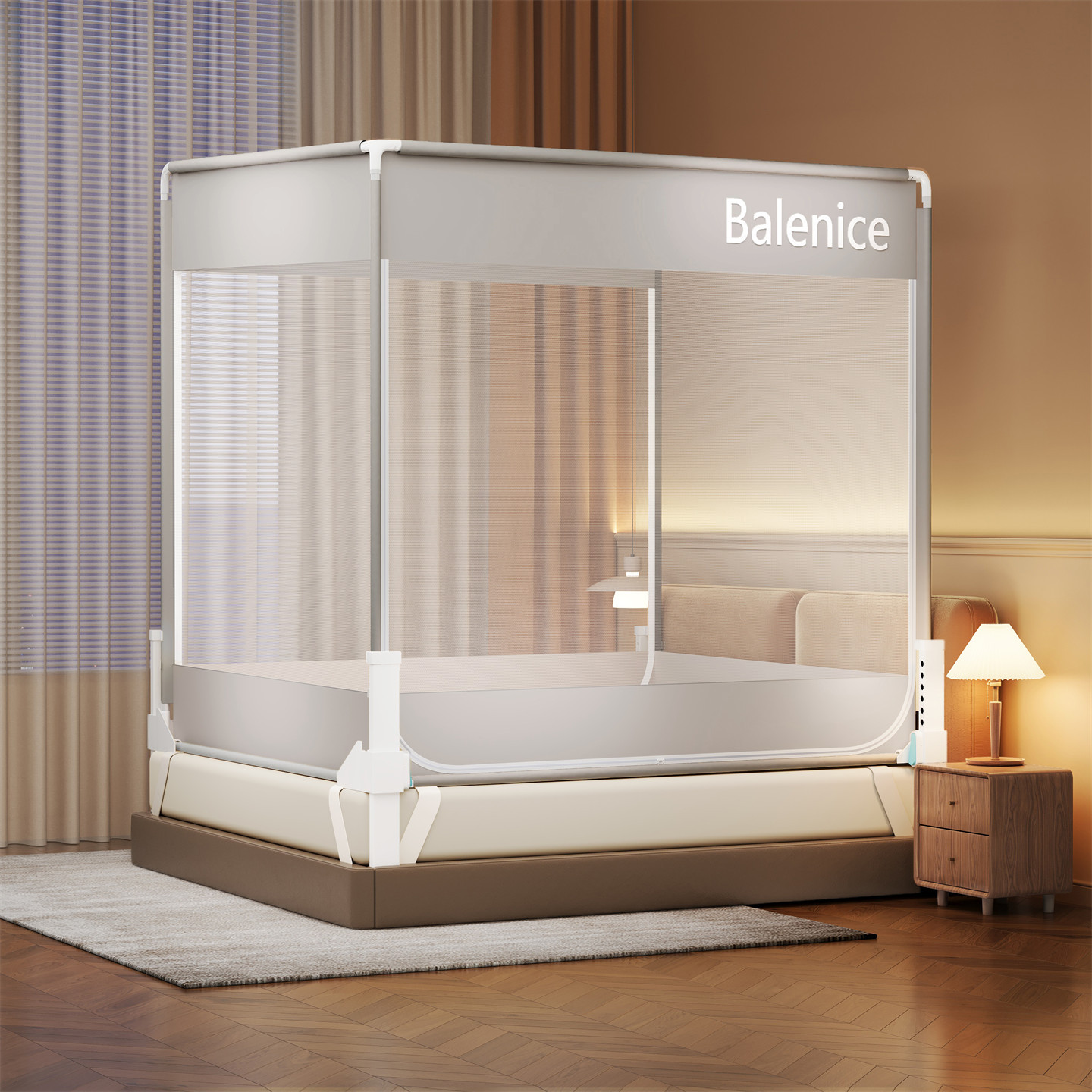 Class A Maternal and Infant Grade Baby Anti-fall Mosquito Net Children's Household Dust-proof Thickened Full Bottom Stainless Steel Zipper Cartoon New