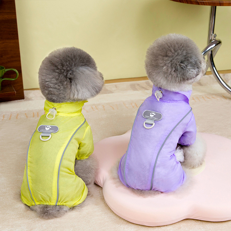 Perro de verano simple al aire libre cuatro patas marca de piel ropa de protección solar perro pequeño y mediano al aire libre ropa de protección solar mascota ropa de peluche