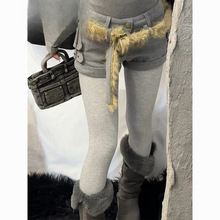 秋冬季加绒加厚打底裤女格雷系棉竖条压力瘦腿袜提臀不掉裆连裤袜