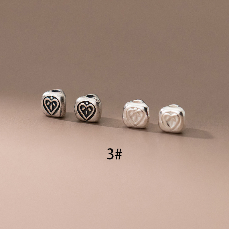 S925 Plain Silver Matte Leaf Triangle Printed Small Separated Beads Handmade diy Bracelet Accessories Loose Beads Bracelet Beads