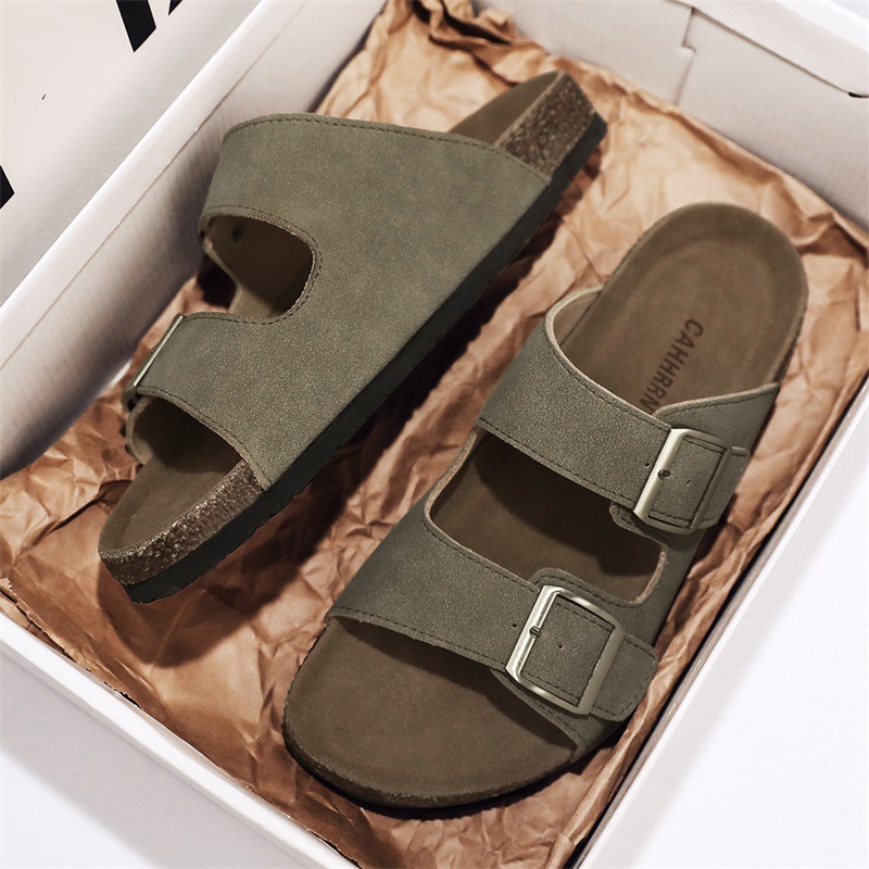 En nombre de los zapatos Boken para hombre, chanclas, sandalias y zapatillas antideslizantes de playa casual de verano, hebilla retro para hombre 2025 nuevo