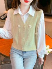 可外穿打底衫气质针织马甲开衫衬衫2025秋季女士新款女马甲新款