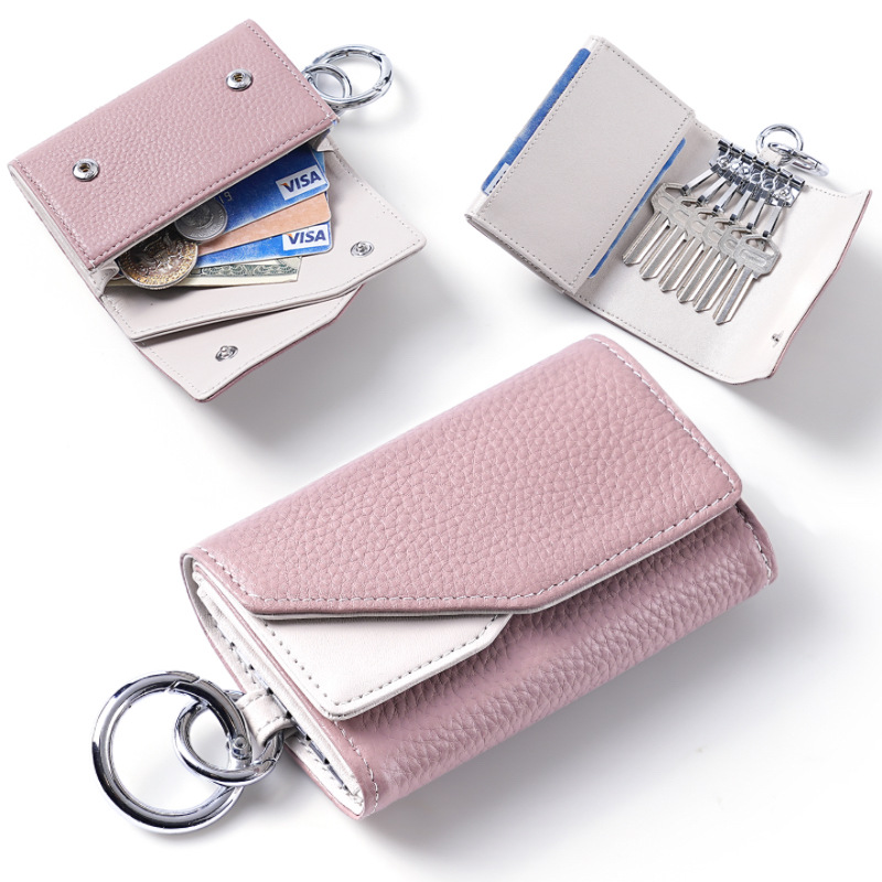 Japanese Women's Genuine Leather Key Case, Large Capacity Coin Purse, Lightweight Coin Wallet, 70% off Key Case, Men's Keychain Card Holder