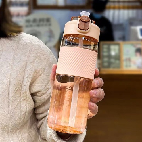 Sippy cup new anti-scalding sports scale lock buckle resistant plastic water bottle male and female couple adult drinking cup