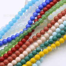 10mm玻璃水晶仿玉石圆珠玉料散珠手链隔珠DIY手工饰品配件批发