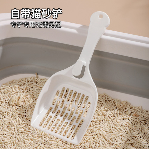 Large thickened cat litter box splash-proof semi-enclosed cat toilet foldable top-entry litter box cat supplies wholesale