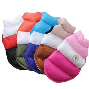Factory direct new winter dog color matching cotton-padded jacket bread clothing warm windproof front buckle cotton-padded coat big dog