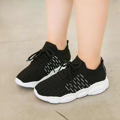 Children's sports shoes for spring and autumn, girls' knitted white mesh shoes, breathable running shoes for boys, student casual shoes