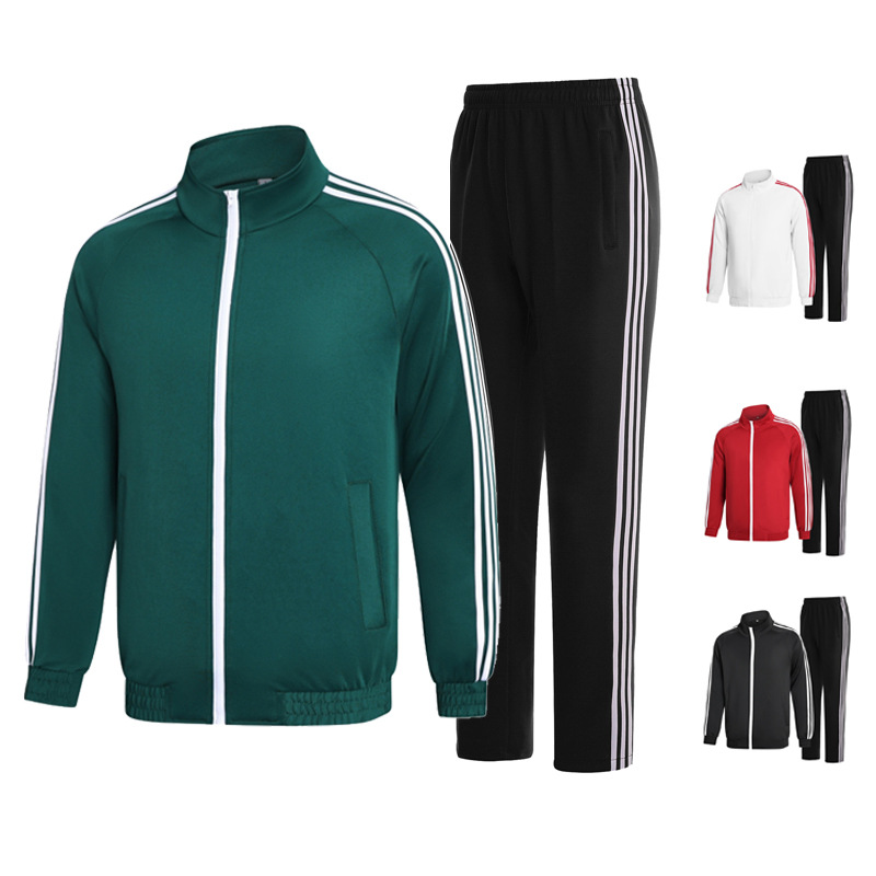 Customized Three-Stripe Sweatshirt Sportswear for Men and Women, Group Uniforms, School Sports Games, Spring & Fall Cross-Border Stand-Up Collar Cardigan Jackets