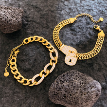 跨境气质时尚满锆皮带扣古巴粗链手链女轻奢潮不锈钢手饰工厂批发