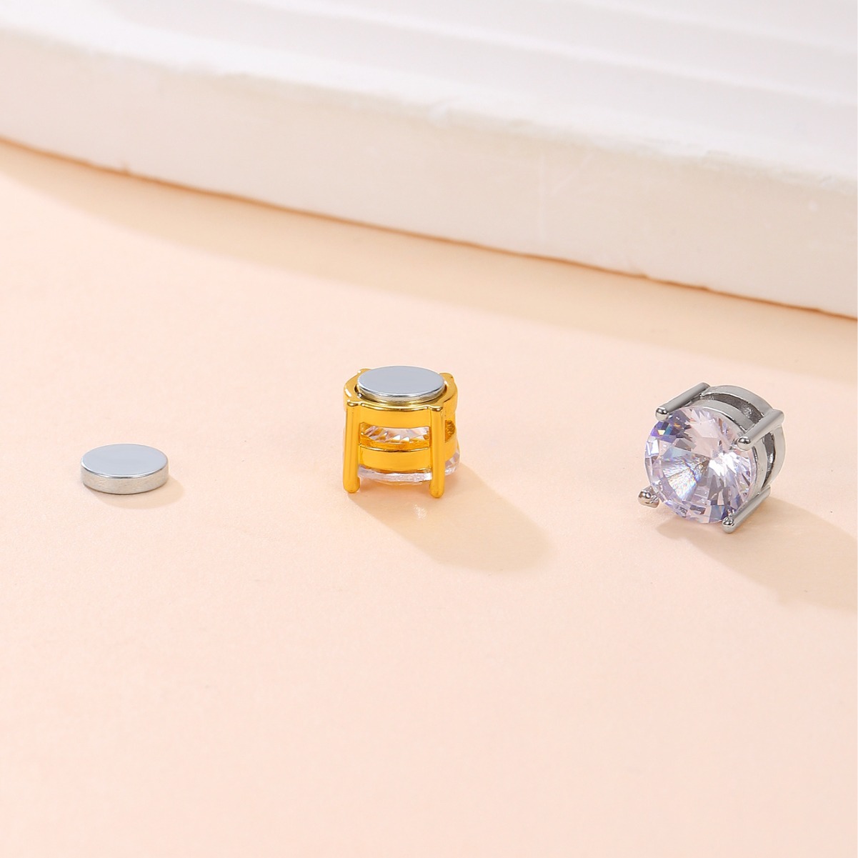 6mm 8mm Copper Inlaid Zircon Magnet Clip Men Without Ear Holes Stud Earrings Unisex_voghion.com