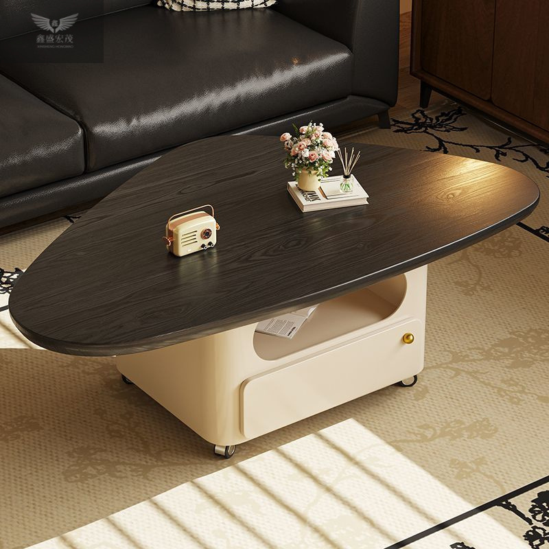 Mesa de centro de estilo crema francesa de madera maciza, sala de estar, hogar, apartamento pequeño, moderno, simple, ligero, de lujo, mesa de té móvil de alta gama