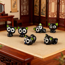 可爱卡通罗小黑树脂小黑猫萌粒diy饰品配件桌面车载装饰小摆件