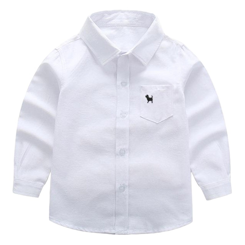 Camisa blanca para niños Camisa de manga larga para niños de primavera Camisa de todos los partidos para niños medianos y grandes Camisa de primavera y otoño para niños de 3 a 14 años