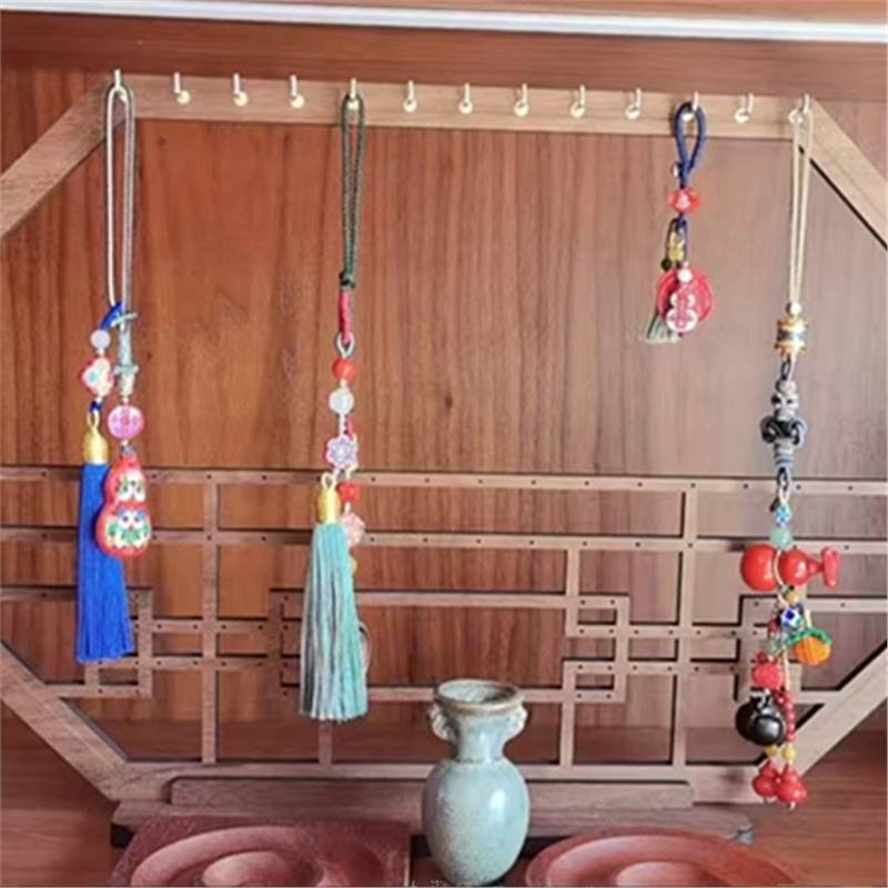 Jewelry Display Rack Wooden Retro Eight-Sided Flower Window Rack Earring Rack Necklace Storage Rack Jewelry Display Shooting Ornaments