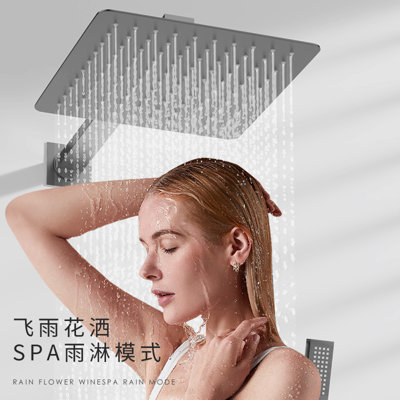 Todo el cobre, uno por uno, ducha preincrustada de fusión en caliente, pantalla de ducha de temperatura constante integrada, espejo de ducha, boquilla de lluvia, juego de presurización