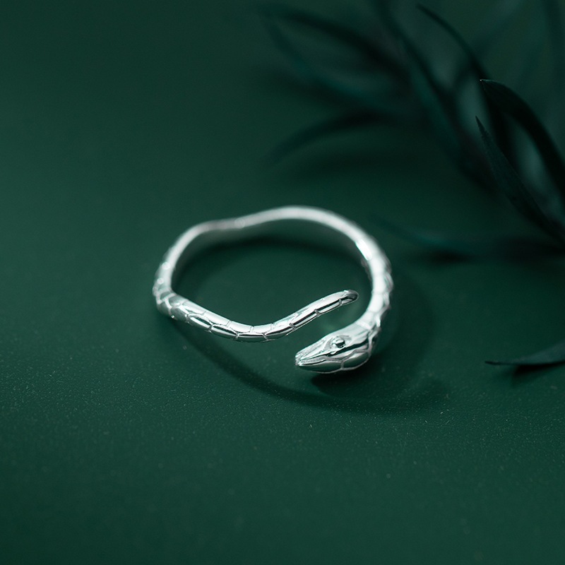 Sterling Silver Simple Style Snake Plating Open Rings display picture 2