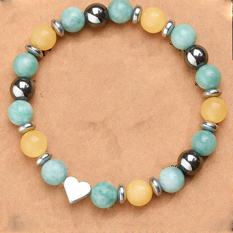Хрусталь, бирюзовый бисер bracelet, подвеска сердце, Amazon