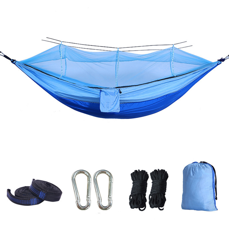 Quick-abierto mosquito red hamaca acampar al aire libre paraguas de tela portátil anti-Flip anti-mosquito hamaca doble individual