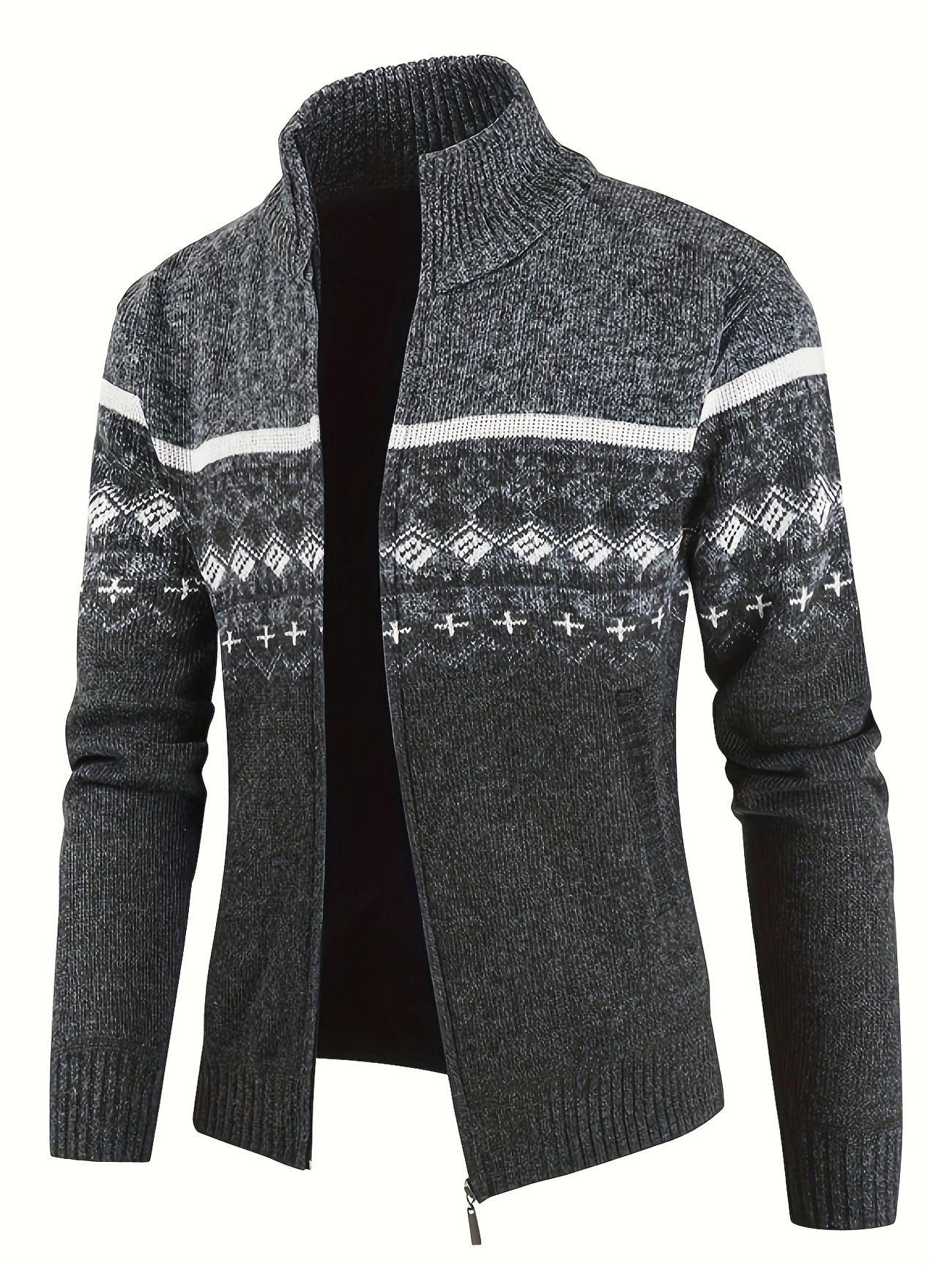 Nuevo transfronterizo Amazon otoño y invierno nuevo suéter de hombre de cuello de pie color de punto cardigan suéter casual de hombre