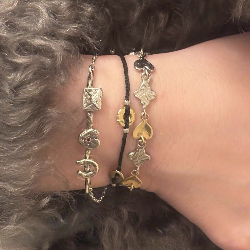 Korean-style mars25 lucky heart-shaped horseshoe stackable adjustable bracelet for women, exquisite design with a high-end feel