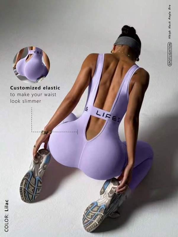 錦糸の5色の欧米はヨガの連体の服のアルファベットの美背のフィットネスの服を縫います。|undefined