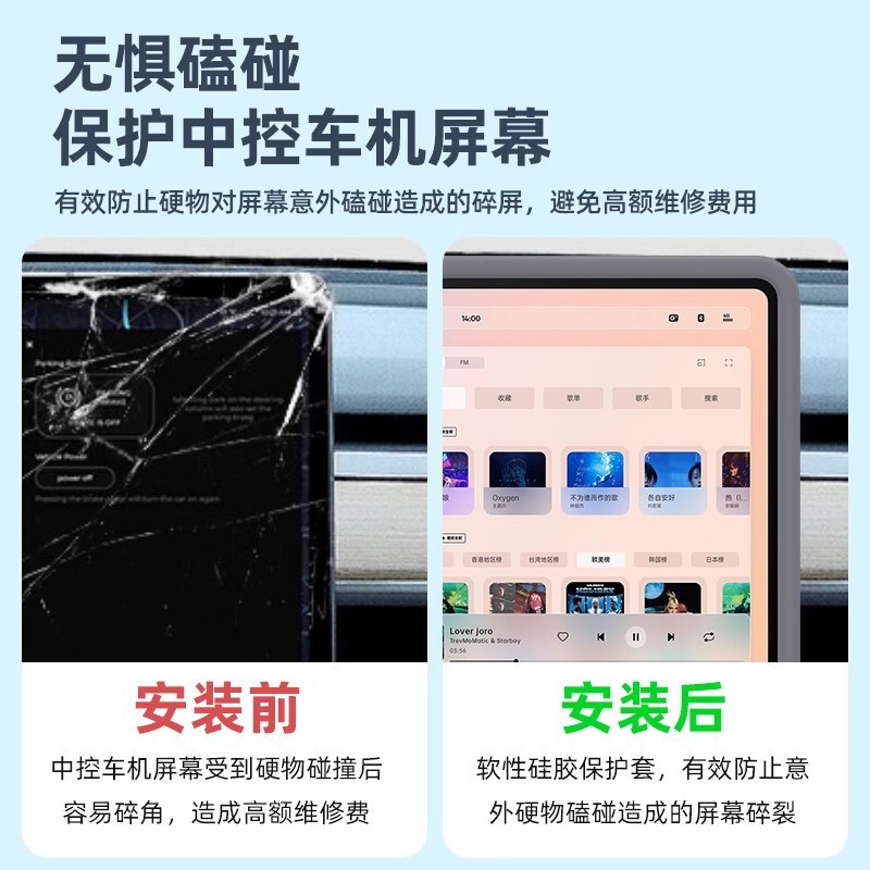适用特斯拉焕新版Model3/Y屏幕保护套中控导航硅胶软框丫配件护屏|undefined
